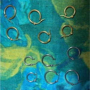 earring set gold and silver hoops